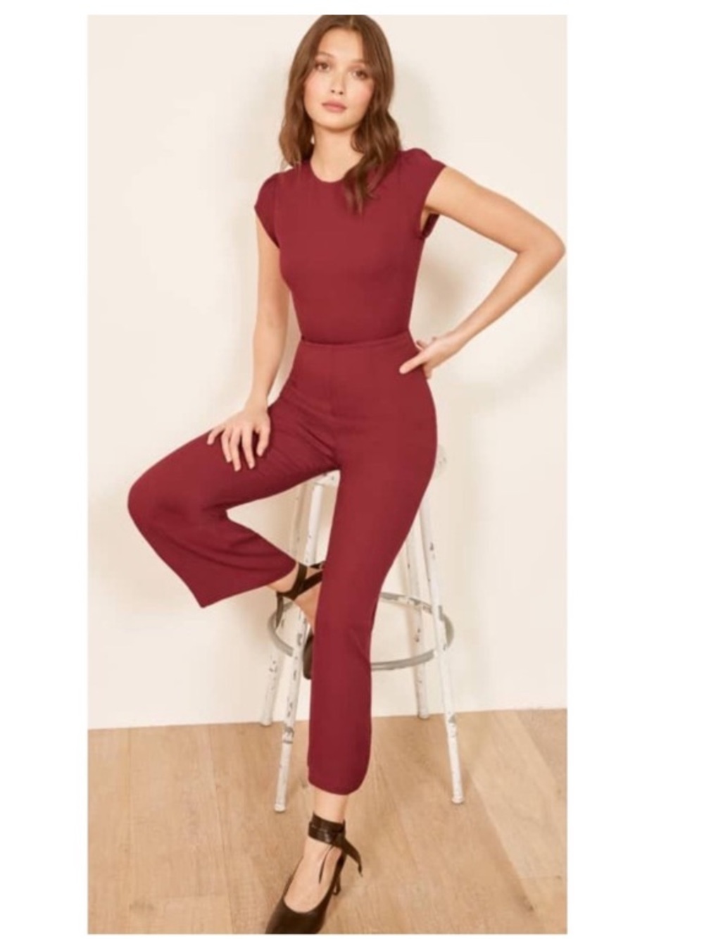 Reformation Mayer Jumpsuit in Garnet - Size 0